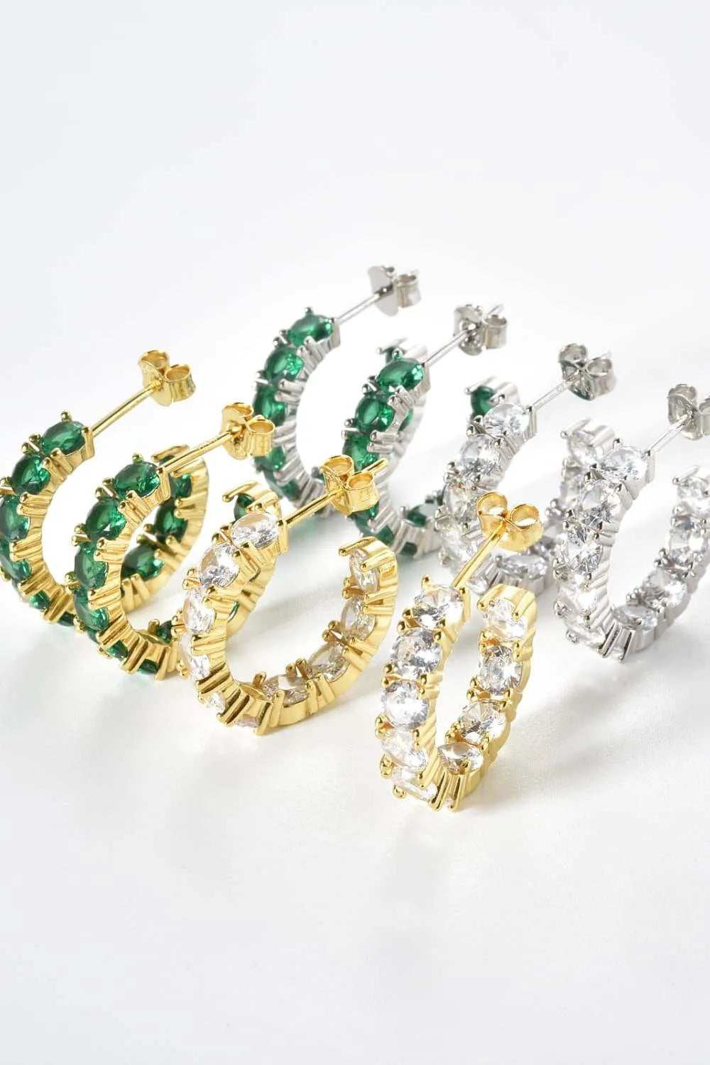 Inlaid Zircon C-Hoop Earrings Earrings - Tophatter Daily Deals