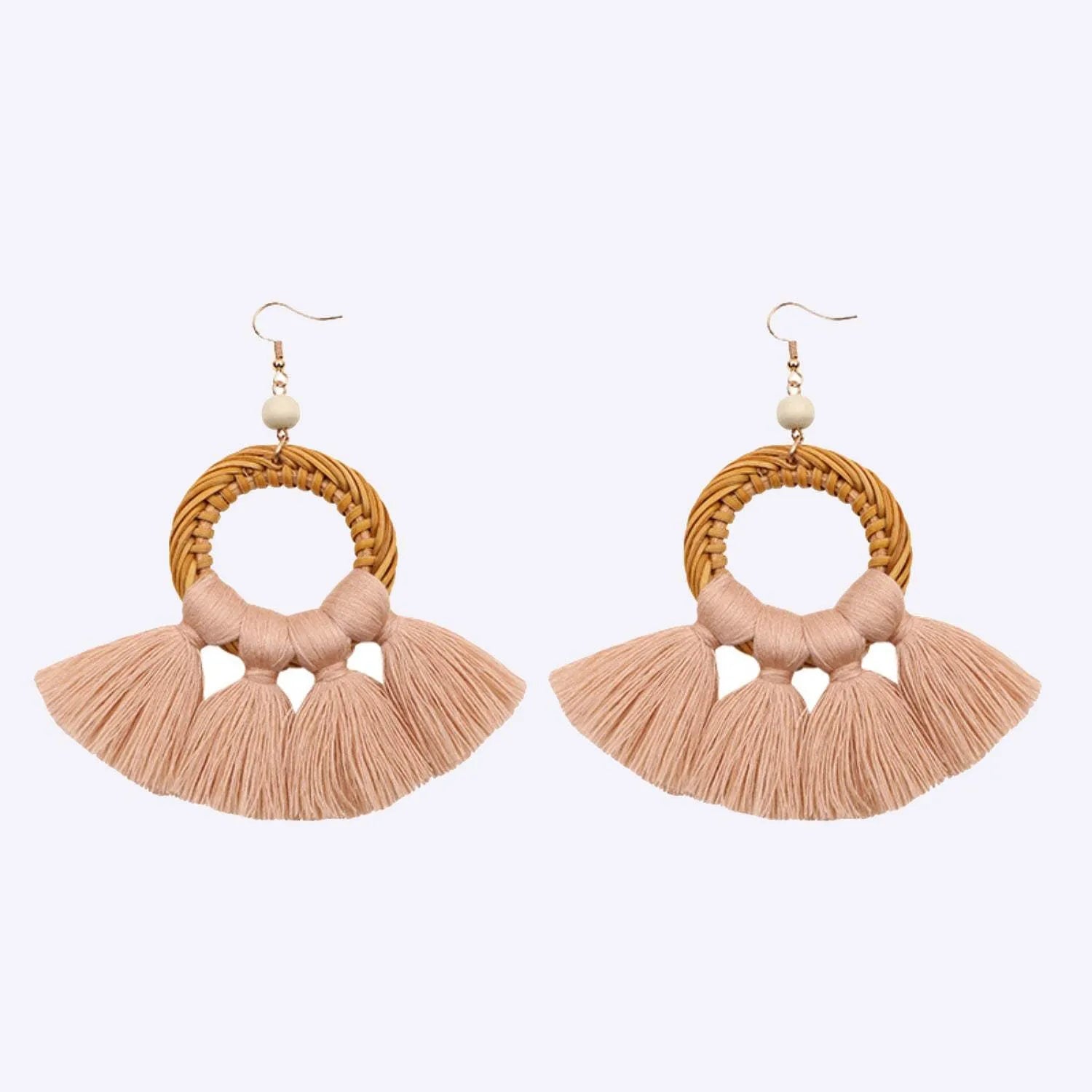 Tassel Cotton Cord Rattan Dangle Earrings Earrings - Tophatter Daily Deals