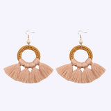 Tassel Cotton Cord Rattan Dangle Earrings Earrings - Tophatter Daily Deals