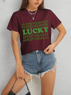 LUCKY Round Neck Short Sleeve T-Shirt Women's T-Shirts - Tophatter Daily Deals