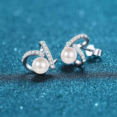 Natural Pearl Moissanite 925 Sterling Silver Earrings Moissanite - Tophatter Daily Deals