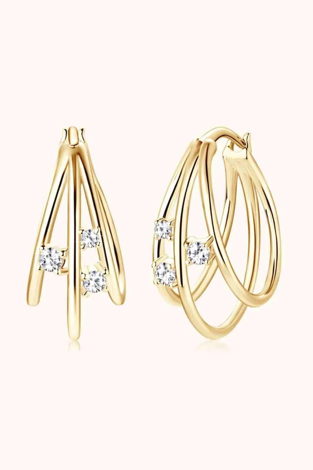 Moissanite 925 Sterling Silver Layered Earrings Gold One Size Moissanite - Tophatter Daily Deals
