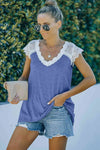 Scalloped Spliced Lace V-Neck Top Blouses - Tophatter Daily Deals