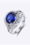 5 Carat Lab-Grown Sapphire Platinum-Plated Ring Royal Blue Rings - Tophatter Daily Deals