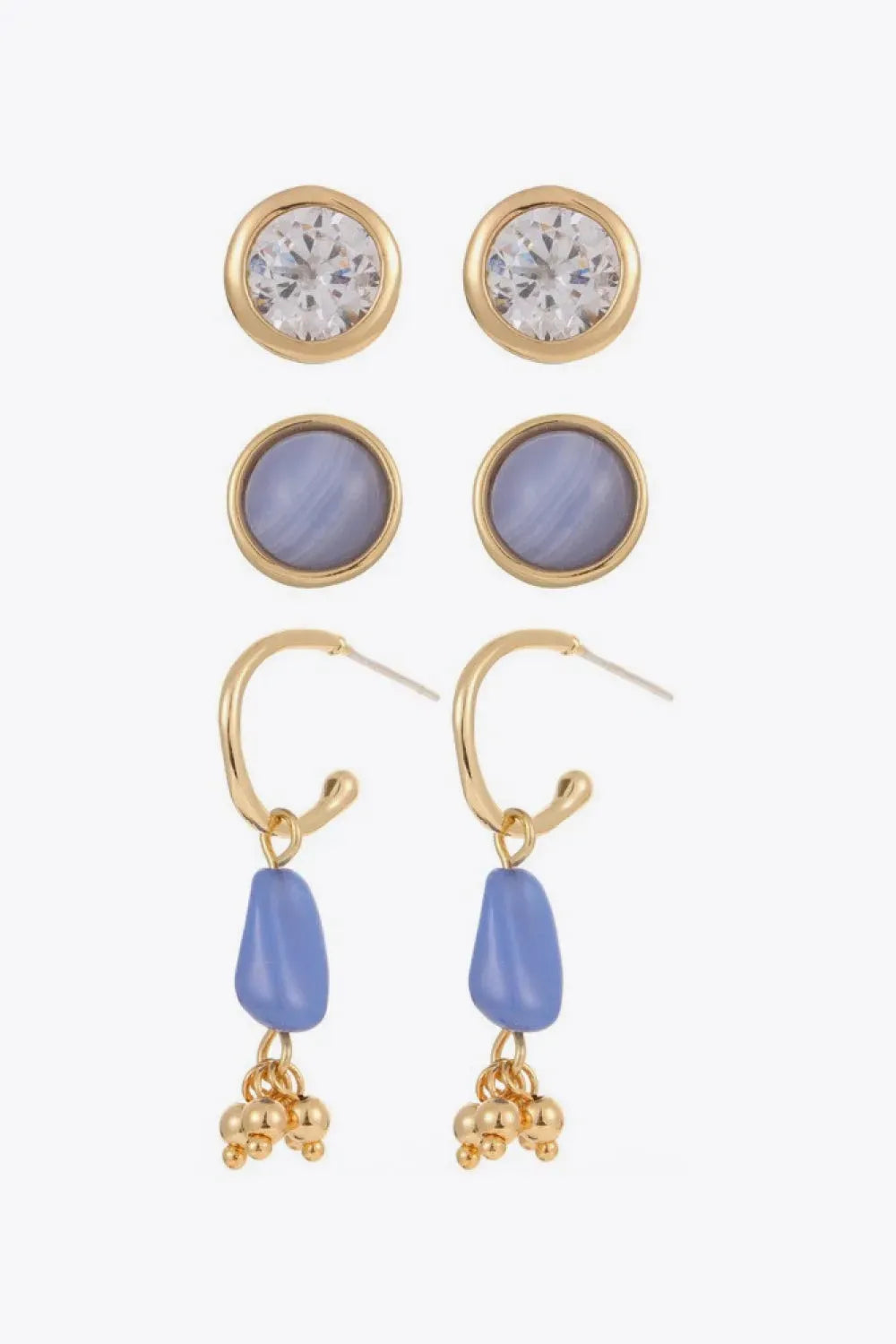 Stone Drop Earrings Gold Blue One Size Earrings - Tophatter Daily Deals
