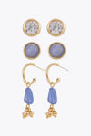 Stone Drop Earrings Gold Blue One Size Earrings - Tophatter Daily Deals