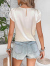 Round Neck Petal Sleeve Top Blouses - Tophatter Daily Deals