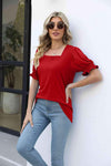 Square Neck Flounce Sleeve Top Blouses - Tophatter Daily Deals