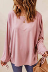 Ribbed Drawstring Dolman Sleeve Top Blouses - Tophatter Daily Deals