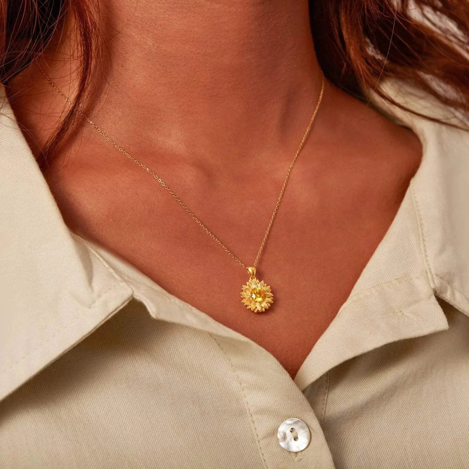 Sunflower Shape 18K Gold-Plated Pendant Necklace Necklaces - Tophatter Daily Deals