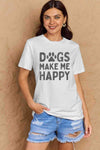 Simply Love Full Size DOGS MAKE ME HAPPY Graphic Cotton T-Shirt Women's T-Shirts - Tophatter Daily Deals