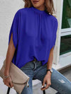 Round Neck Slit Sleeve Blouse Blouses - Tophatter Daily Deals