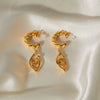 18K Gold-Plated Stainless Steel C-Hoop Dangle Earrings Earrings - Tophatter Daily Deals
