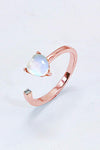 Inlaid Moonstone Heart Adjustable Open Ring Moonstone - Tophatter Daily Deals