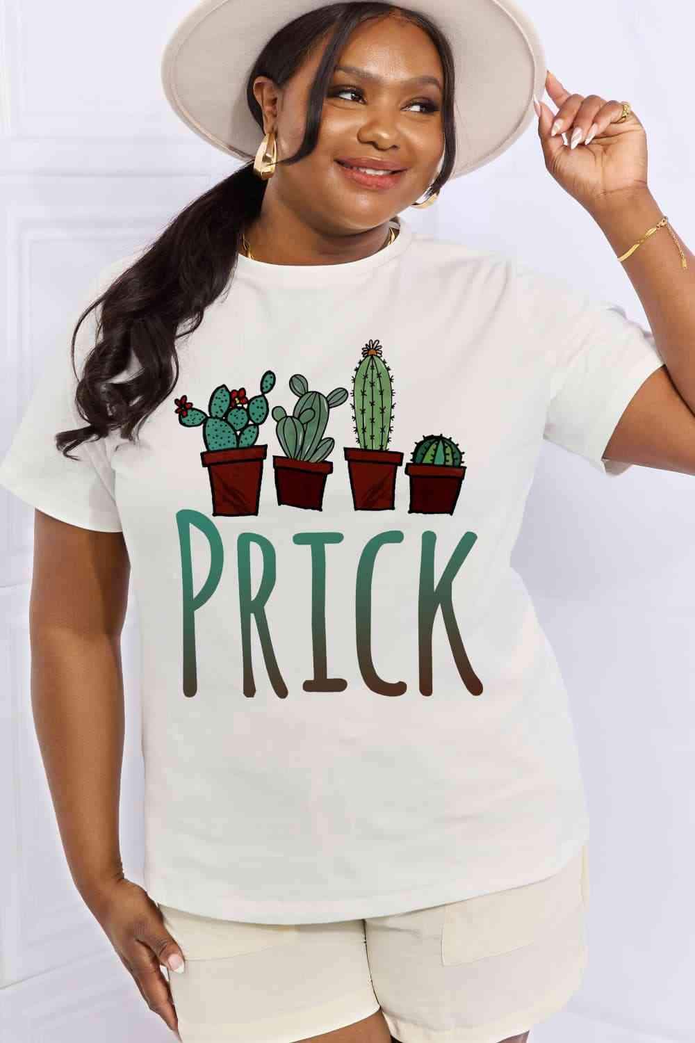 Simply Love Full Size PRICK Graphic Cotton Tee Women's T-Shirts - Tophatter Daily Deals