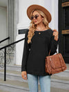 Round Neck Long Sleeve T-Shirt Black Women's T-Shirts - Tophatter Daily Deals