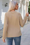 Round Neck Raglan Sleeve Ribbed Blouse Blouses - Tophatter Daily Deals