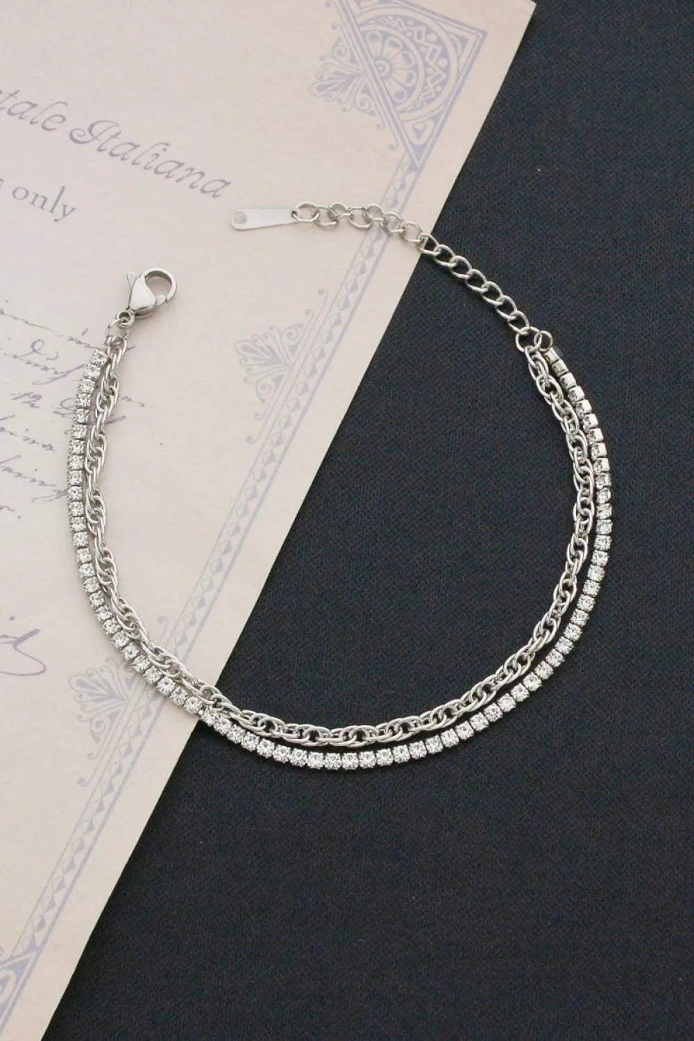 Double-Layered Stainless Steel Bracelet Silver One Size Bracelets - Tophatter Daily Deals