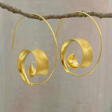 Spiral Design Hoop Earrings Gold One Size Earrings - Tophatter Daily Deals