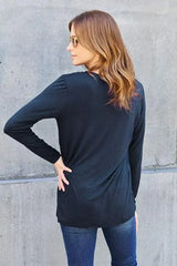 Basic Bae Full Size Round Neck Long Sleeve Top Blouses - Tophatter Daily Deals