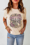 ROCK & ROLL Graphic Cuffed Short Sleeve Tee Women's T-Shirts - Tophatter Daily Deals