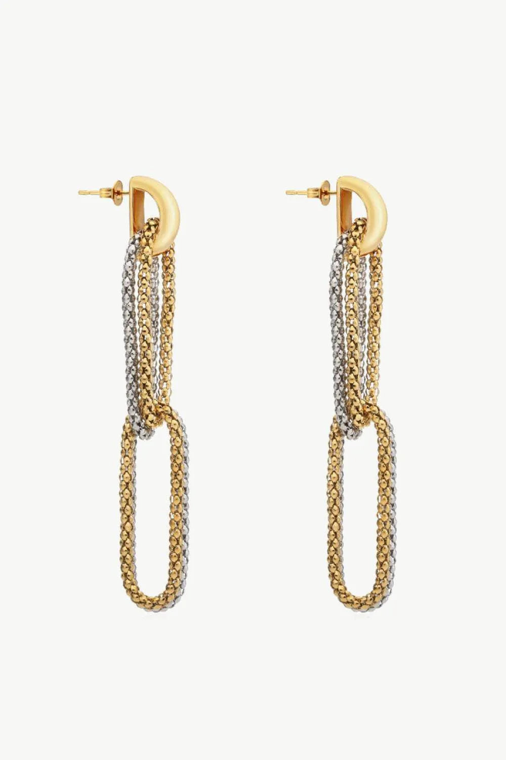 Gold-Plated D-Shaped Drop Earrings Gold Silver One Size Earrings - Tophatter Daily Deals