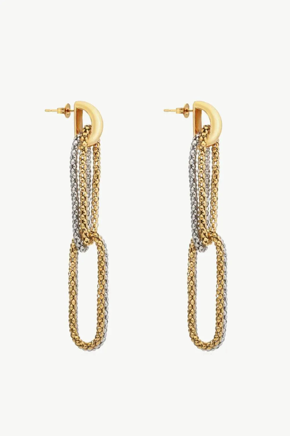 Gold-Plated D-Shaped Drop Earrings Gold Silver One Size Earrings - Tophatter Daily Deals