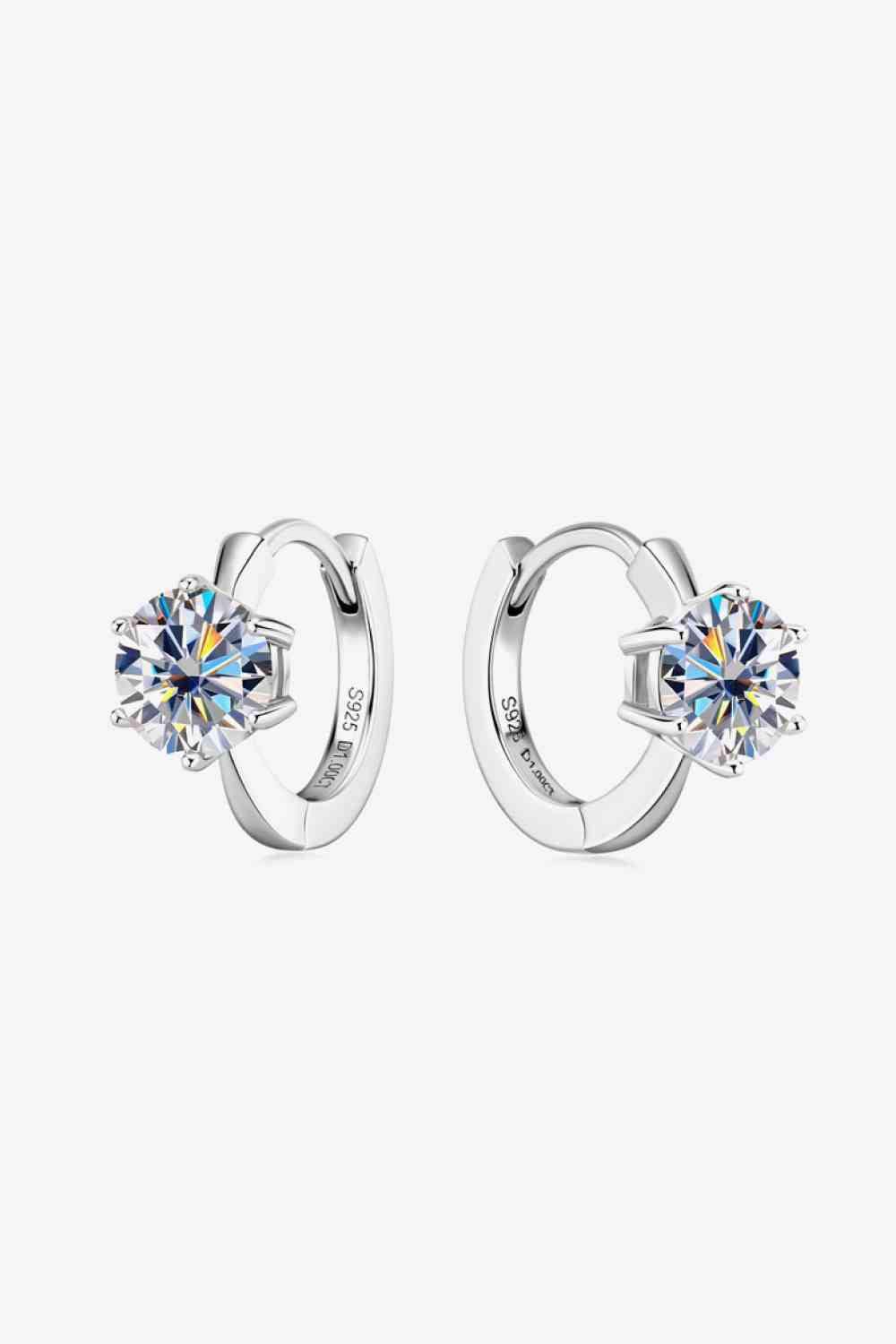 2 Carat Moissanite 925 Sterling Silver Huggie Earrings Silver One Size Moissanite - Tophatter Daily Deals