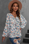 Floral Tie-Neck Long Balloon Sleeve Blouse Blouses - Tophatter Daily Deals