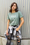 Simply Love Full Size ROCK & ROLL Short Sleeve T-Shirt Sage Women's T-Shirts - Tophatter Daily Deals