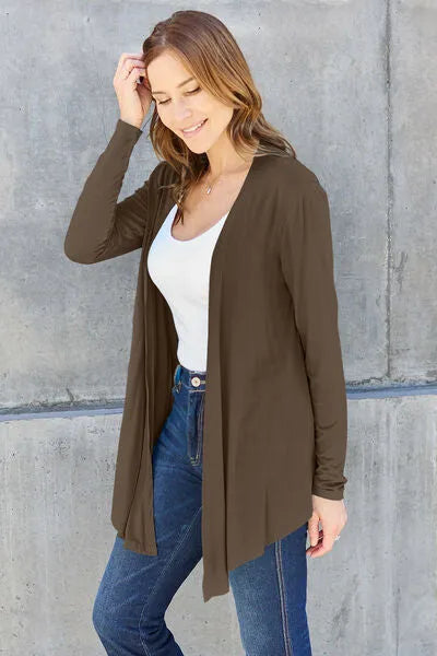 Basic Bae Full Size Open Front Long Sleeve Cardigan Blouses - Tophatter Daily Deals