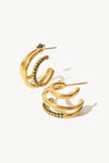 18K Gold Plated Cubic Zirconia Wrap C-Hoop Earrings Gold Green One Size Earrings - Tophatter Daily Deals