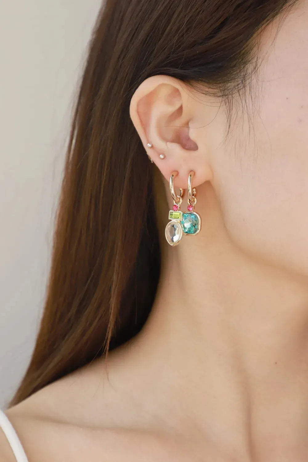 5-Pair Wholesale Crystal C-Hoop Drop Earrings Earrings - Tophatter Daily Deals