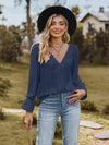 V-Neck Flounce Sleeve Blouse Blouses - Tophatter Daily Deals