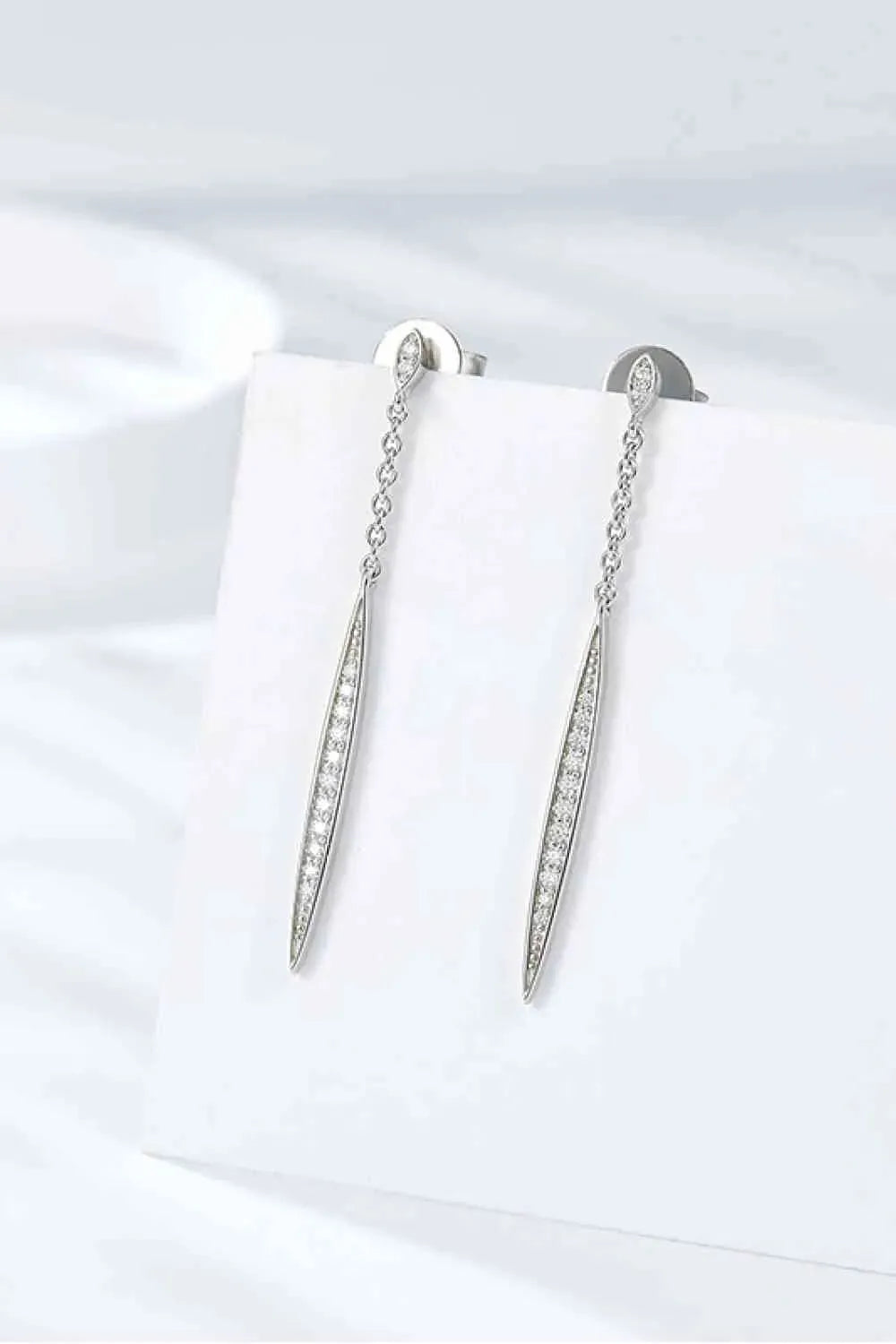 Elegant Moissanite 925 Sterling Silver Drop Earrings Moissanite - Tophatter Daily Deals