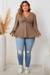 Plus Size Twist Front Balloon Sleeve Blouse Blouses - Tophatter Daily Deals