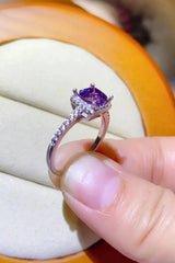 1 Carat Moissanite Platinum-Plated Square Ring Moissanite - Tophatter Daily Deals