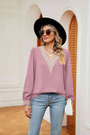 Contrast Puff Sleeve Blouse Blouses - Tophatter Daily Deals