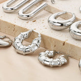 Stainless Steel Hinged Hoop Earrings Earrings - Tophatter Daily Deals