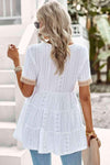 Contrast Short Sleeve Tiered Blouse Blouses - Tophatter Daily Deals