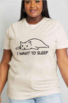 Simply Love Full Size I WANT TO SLEEP Graphic Cotton Tee Women's T-Shirts - Tophatter Daily Deals