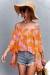 Floral Bell Sleeve Off-Shoulder Blouse Blouses - Tophatter Daily Deals