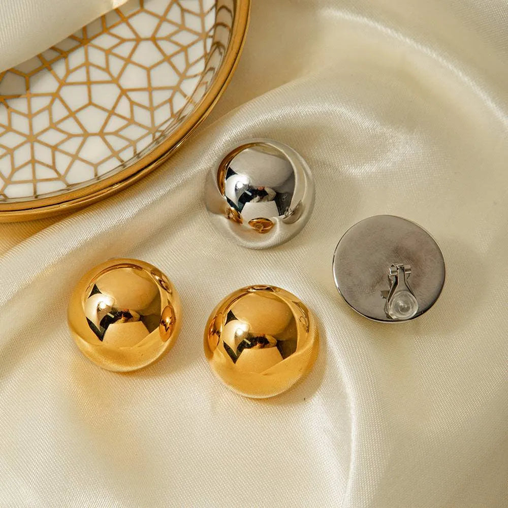 Hemispherical Stainless Steel Clip On Earrings Earrings - Tophatter Daily Deals