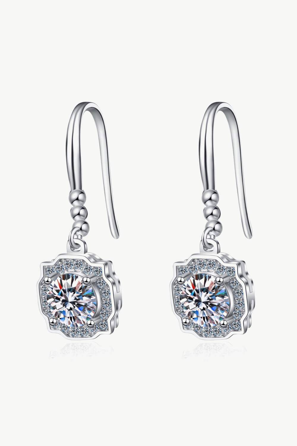 925 Sterling Silver Moissanite Hook Earrings Silver One Size Moissanite - Tophatter Daily Deals