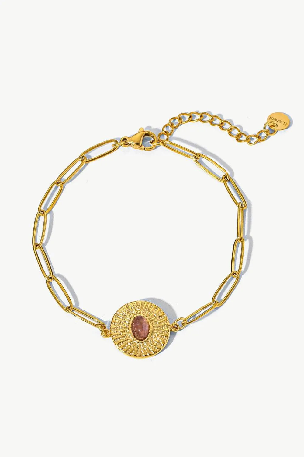 18K Gold Plated Paperclip Chain Bracelet Gold Pink One Size Bracelets - Tophatter Daily Deals
