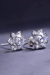 2 Carat Moissanite Floral Stud Earrings Moissanite - Tophatter Daily Deals