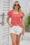 Square Neck Flutter Sleeve Top Blouses - Tophatter Daily Deals