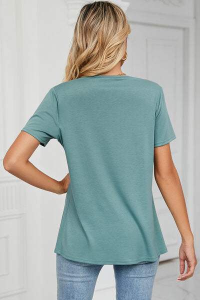 Cowl Neck Short Sleeve T-Shirt Women's T-Shirts - Tophatter Daily Deals