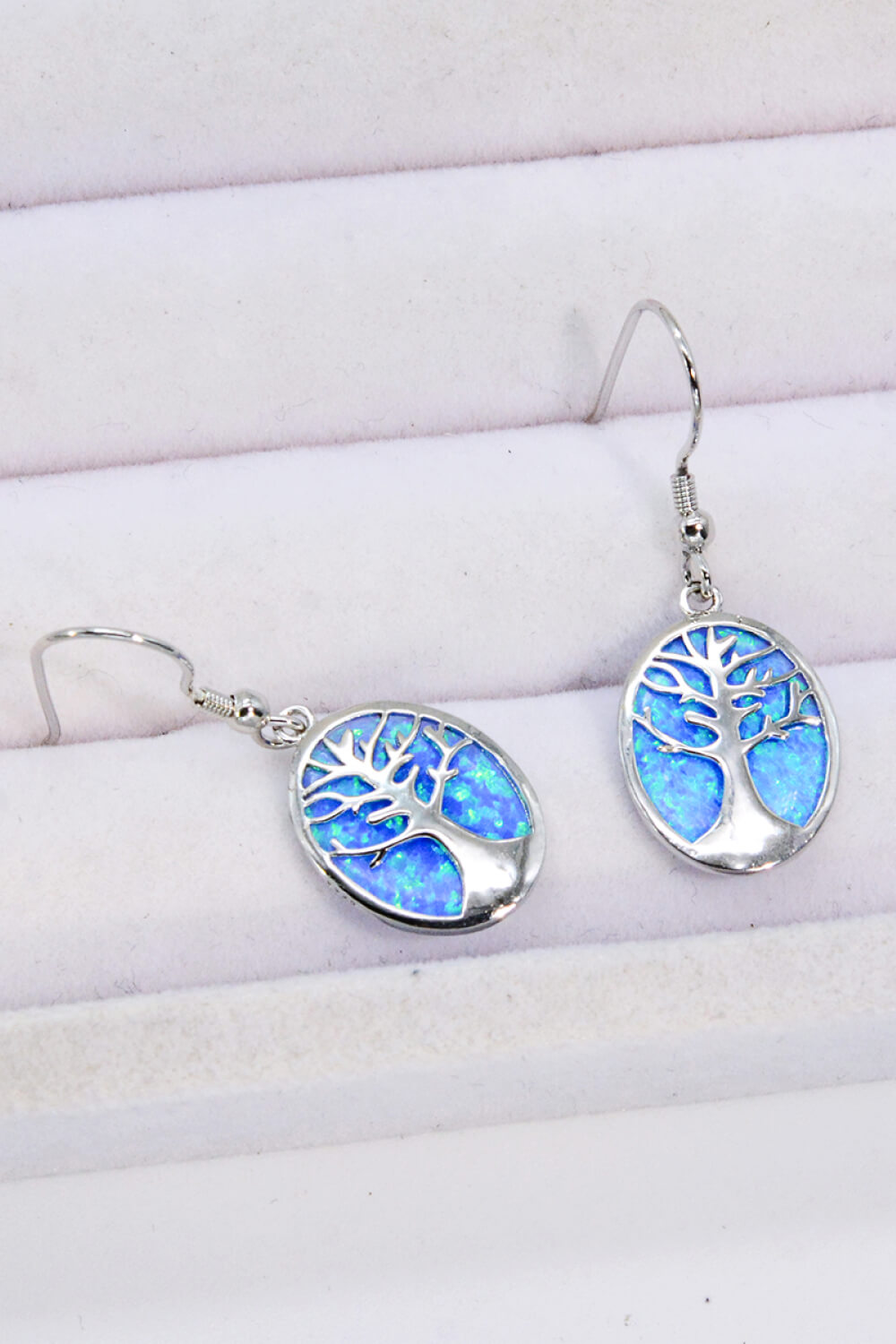 Opal Blue Platinum-Plated Drop Earrings - Tophatter Deals