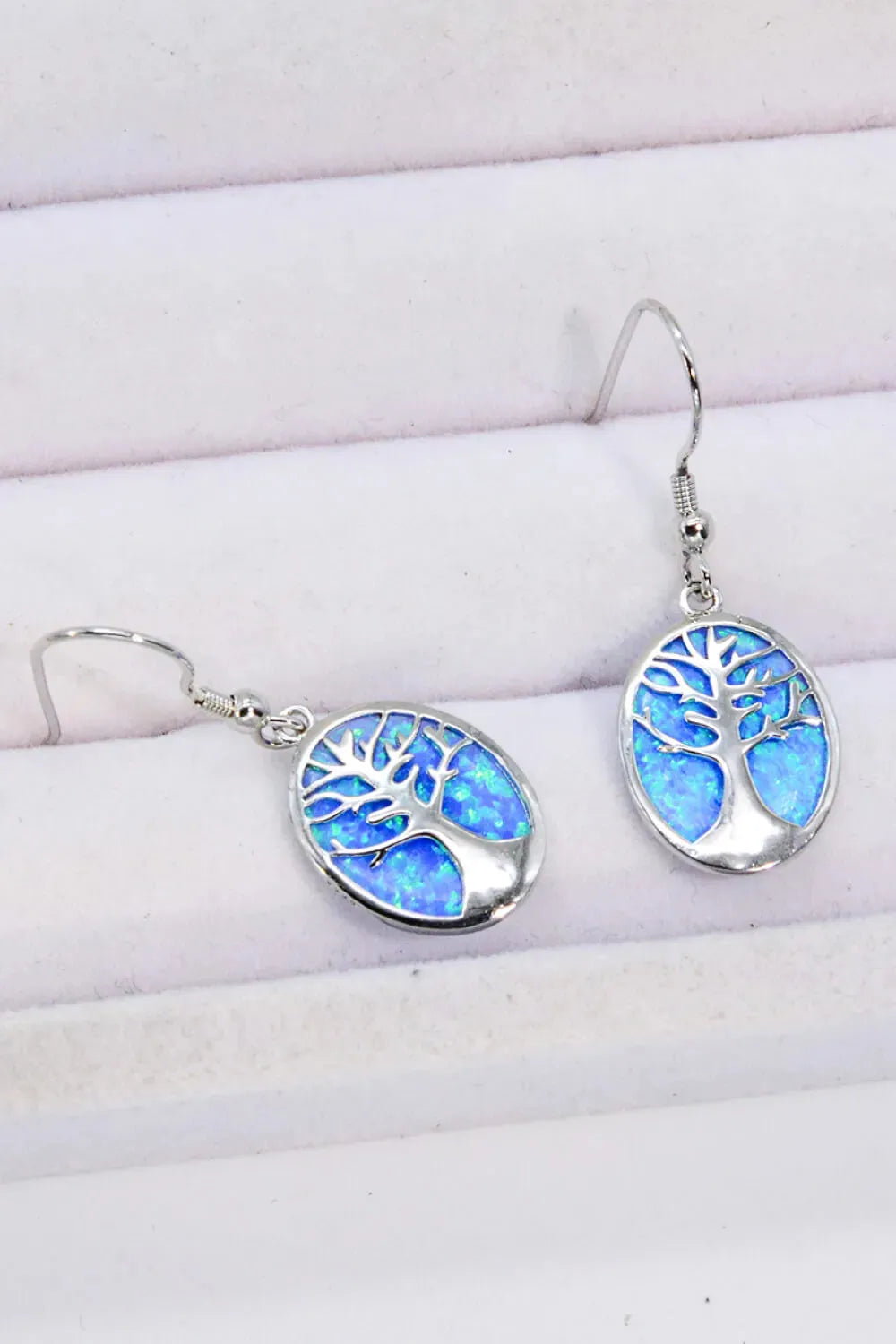 Opal Blue Platinum-Plated Drop Earrings Opal - Tophatter Daily Deals